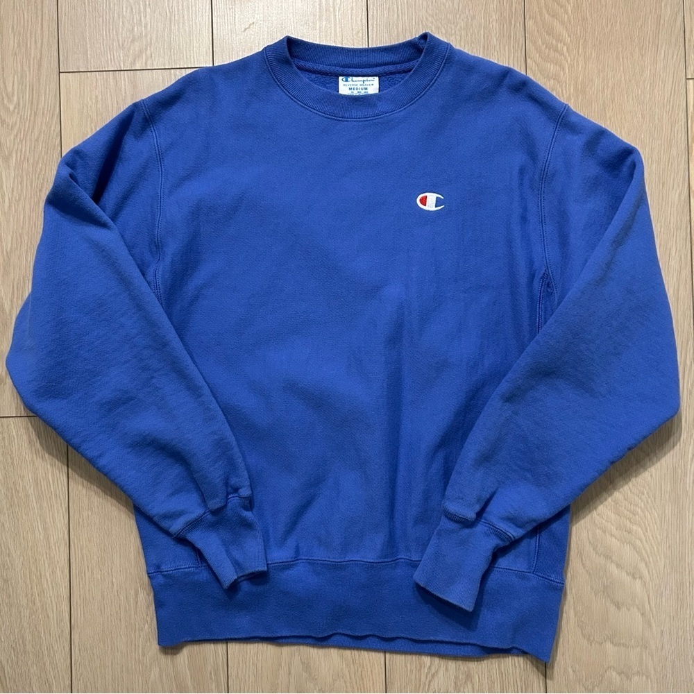 Champion Reverse Weave Men's Blue Crewneck Sweatshirt S149 Cotton Blend Medium